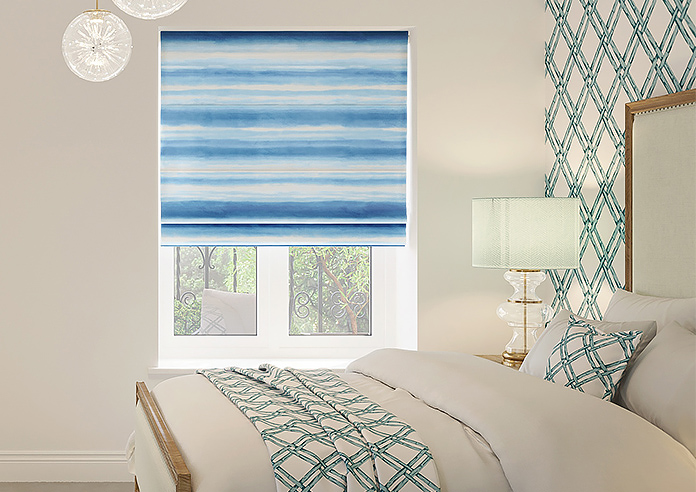 Ombre Velvet, Vivid Blue - Motorised Roman Blind - Image 3